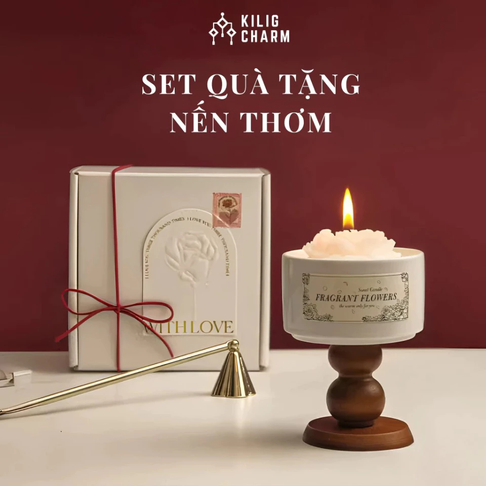 Set quà tặng nến thơm hình hoa trang trí